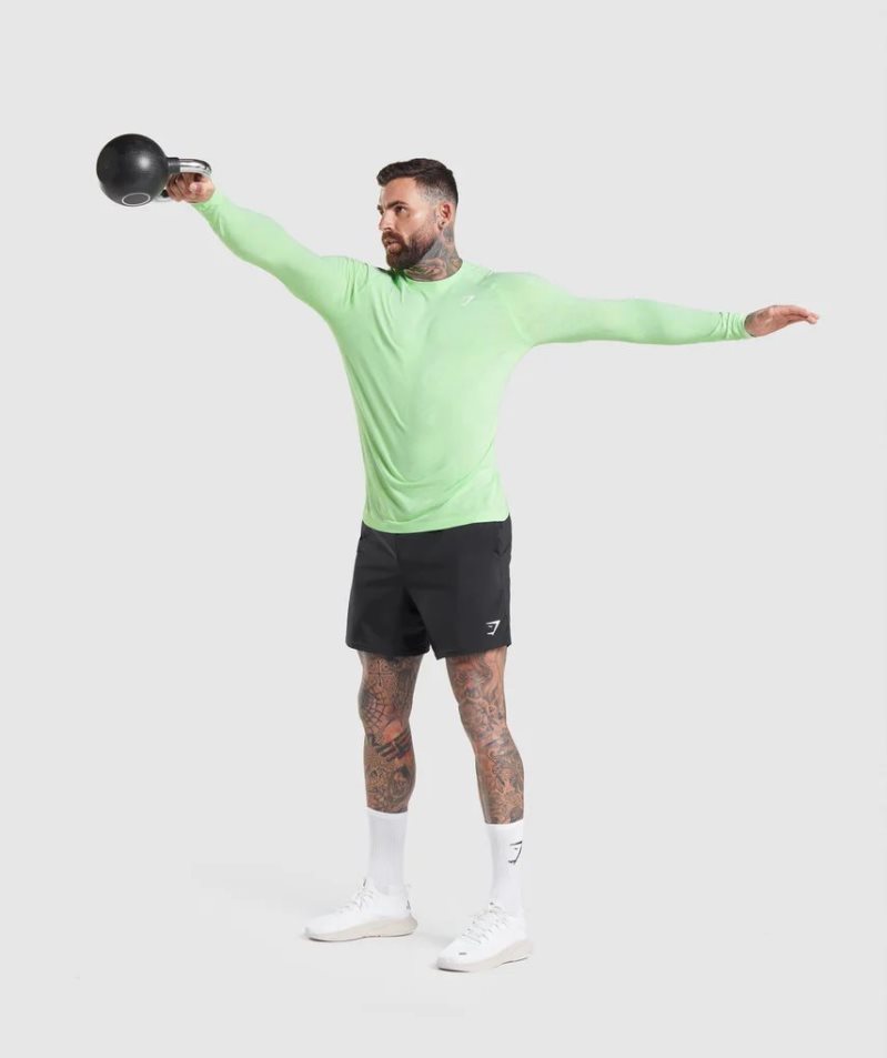 Men's Gymshark Geo Seamless Long Sleeve T-Shirts Light Green | NZ 7SUPDC